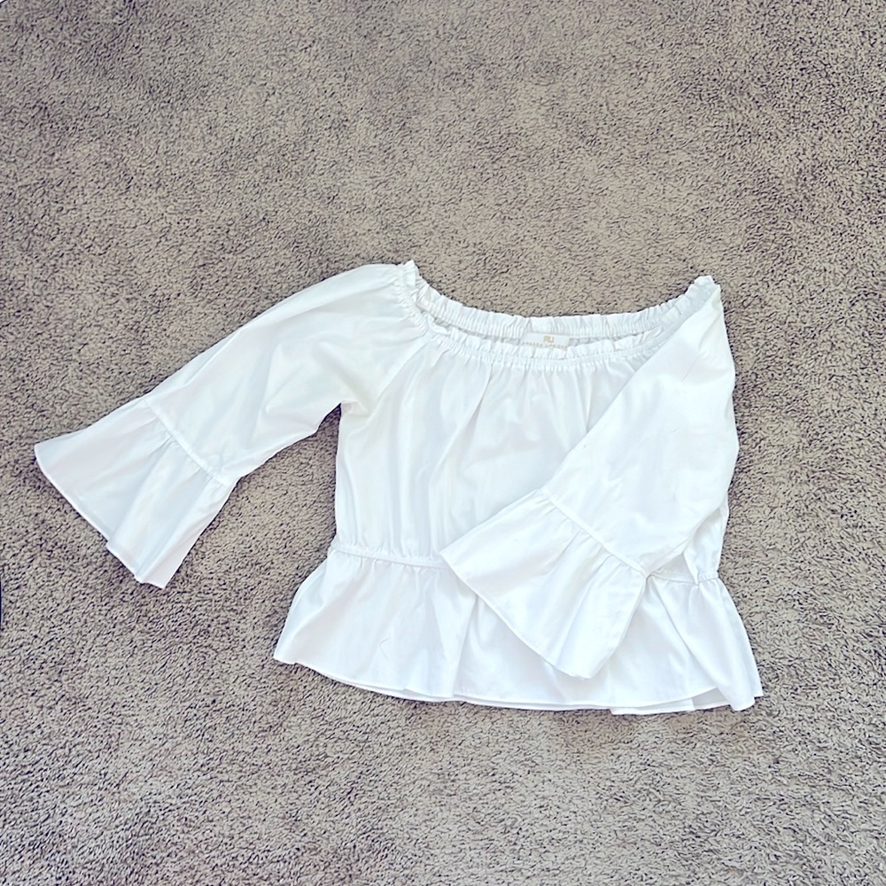 White ruffled lightweight blouse. Size small.